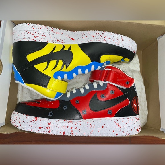 Custom nike air force 1 deadpool x wolverine - Picture 2 of 5